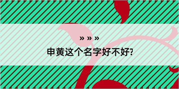 申黄这个名字好不好?