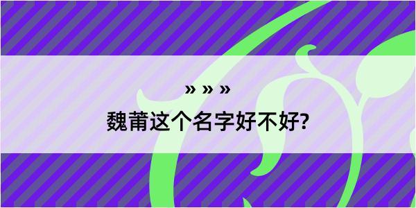 魏莆这个名字好不好?