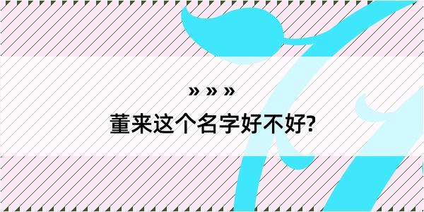 董来这个名字好不好?