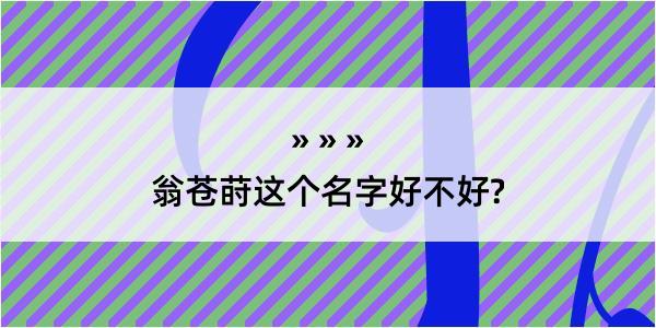 翁苍莳这个名字好不好?