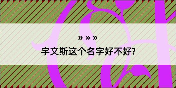 宇文斯这个名字好不好?