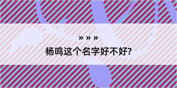 杨鸣这个名字好不好?