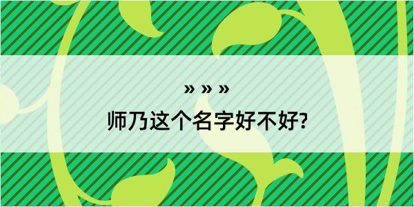 师乃这个名字好不好?