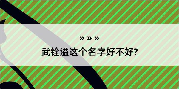 武铨溢这个名字好不好?