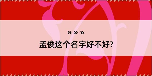 孟俊这个名字好不好?