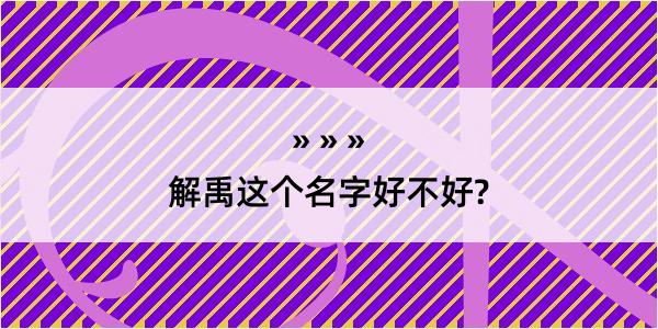 解禹这个名字好不好?