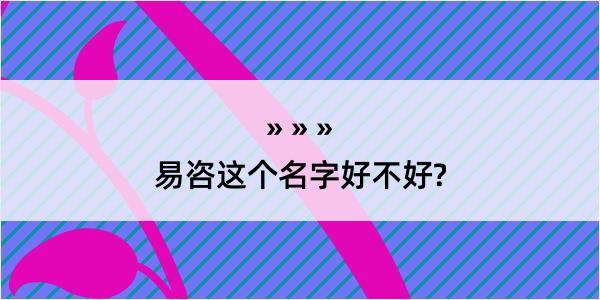 易咨这个名字好不好?