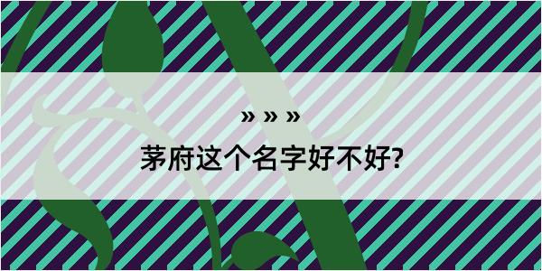 茅府这个名字好不好?