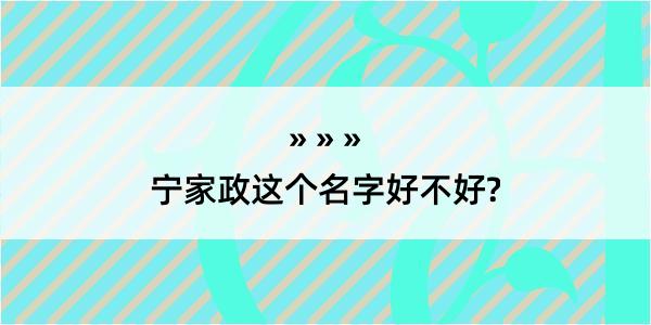 宁家政这个名字好不好?