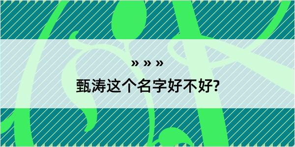 甄涛这个名字好不好?