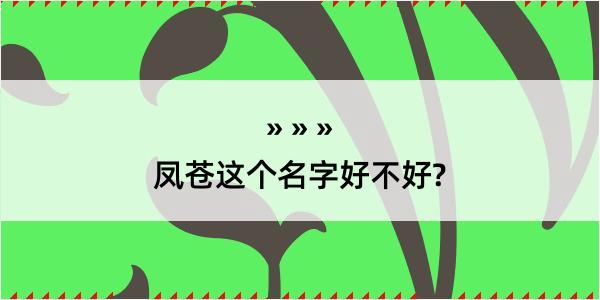 凤苍这个名字好不好?