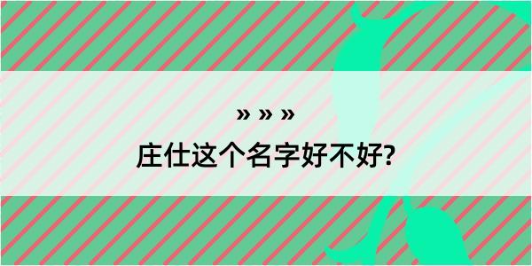 庄仕这个名字好不好?