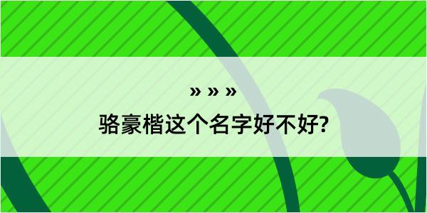 骆豪楷这个名字好不好?