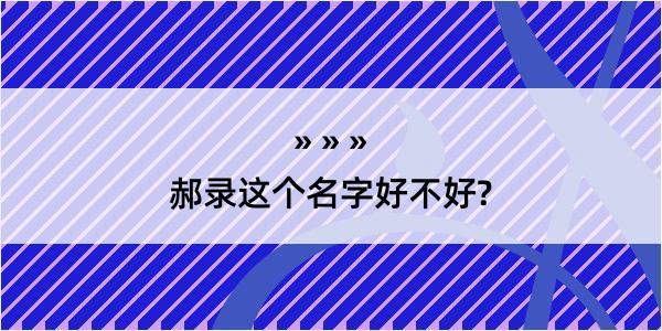 郝录这个名字好不好?