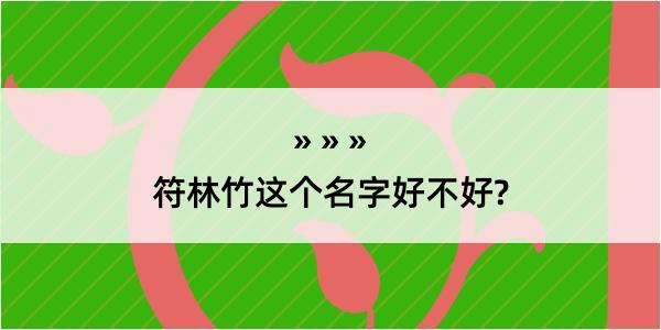 符林竹这个名字好不好?