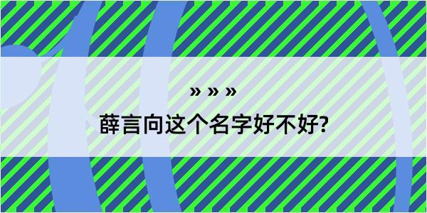 薛言向这个名字好不好?