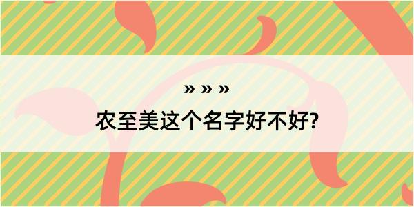 农至美这个名字好不好?