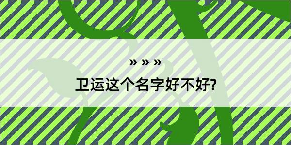 卫运这个名字好不好?