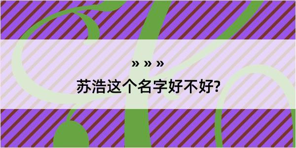 苏浩这个名字好不好?