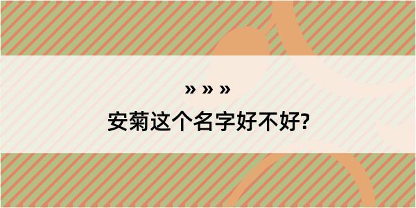 安菊这个名字好不好?