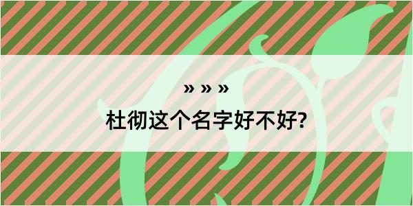 杜彻这个名字好不好?