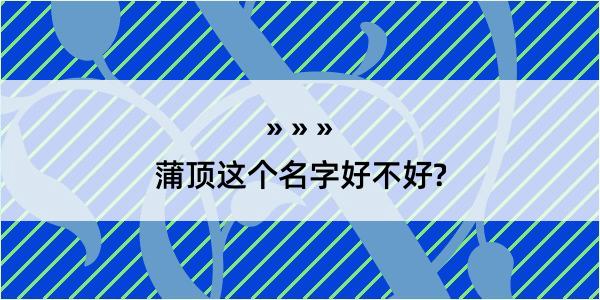 蒲顶这个名字好不好?