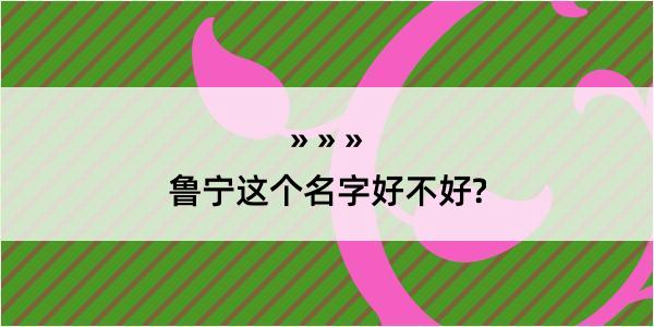 鲁宁这个名字好不好?