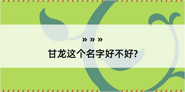 甘龙这个名字好不好?