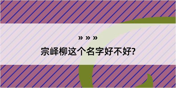 宗峄柳这个名字好不好?