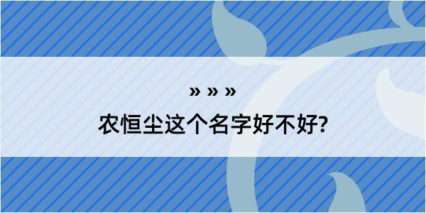 农恒尘这个名字好不好?