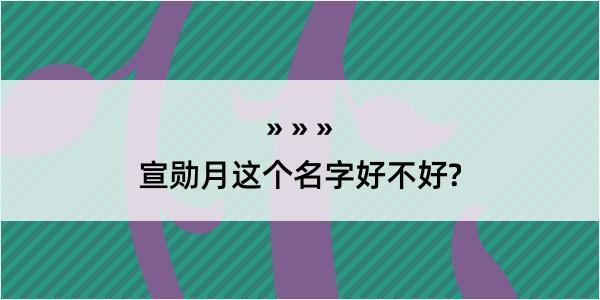 宣勋月这个名字好不好?