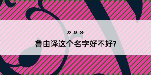 鲁由译这个名字好不好?