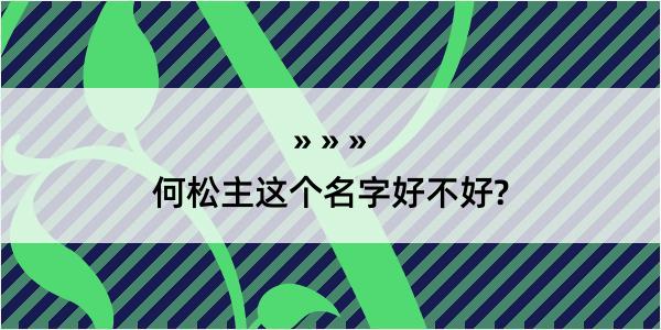 何松主这个名字好不好?