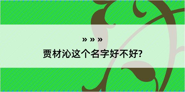 贾材沁这个名字好不好?